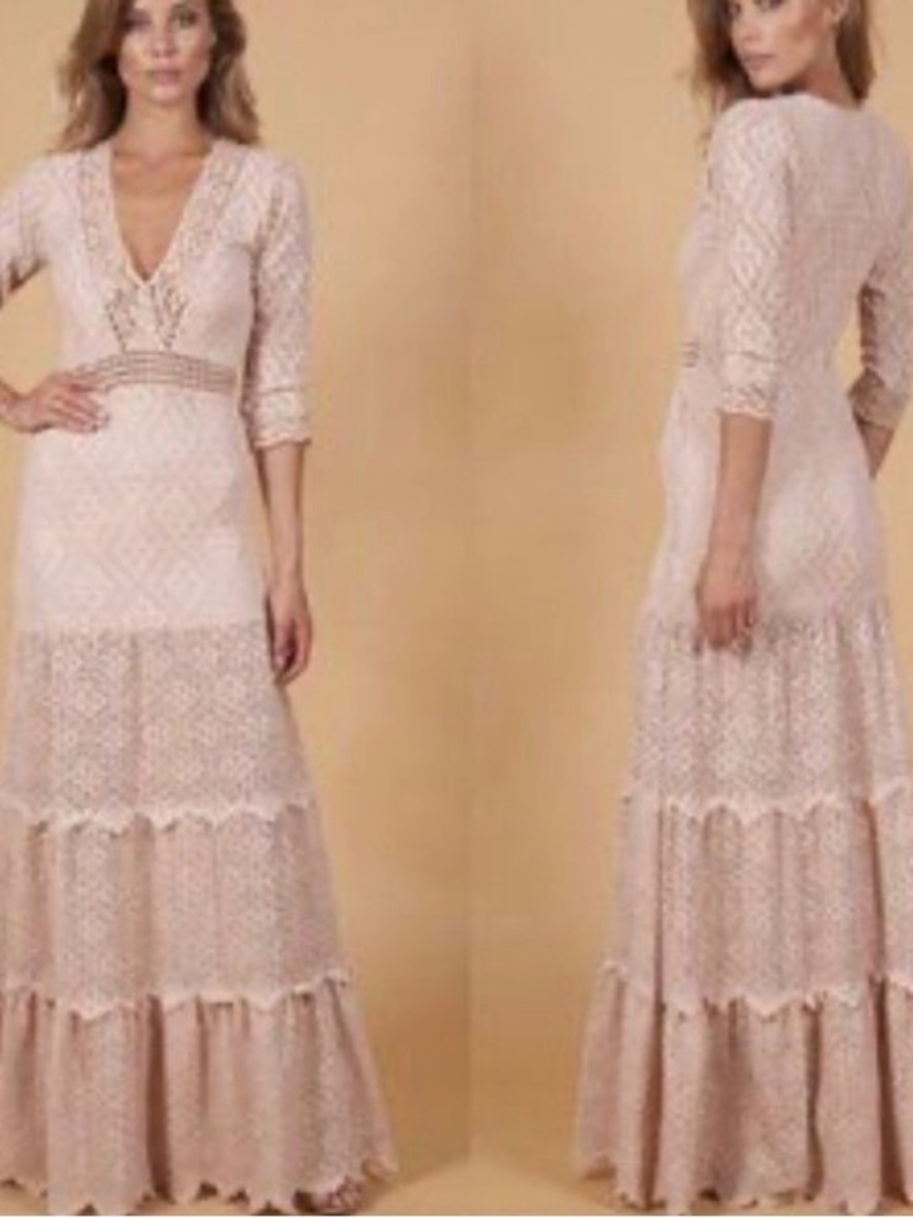 Anthropologie Nightcap Crochet Bohemian Princess Festival Lace Maxi Dress Fairy